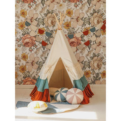 Cirkusový Teepee se třásněmi a hnědo-béžovou podložkou - Teepee - Moi Mili