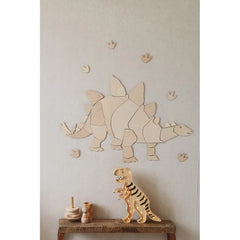 Dinosaure Stégosaure - Décoration murale en bois Taille M - 80 cm x 125 cm - Mural - À découper maintenant