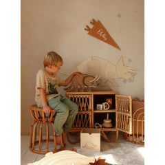 Dinosaure Tricératops - Décoration murale en bois Taille S - 40 cm x 120 cm - Mural - À découper maintenant