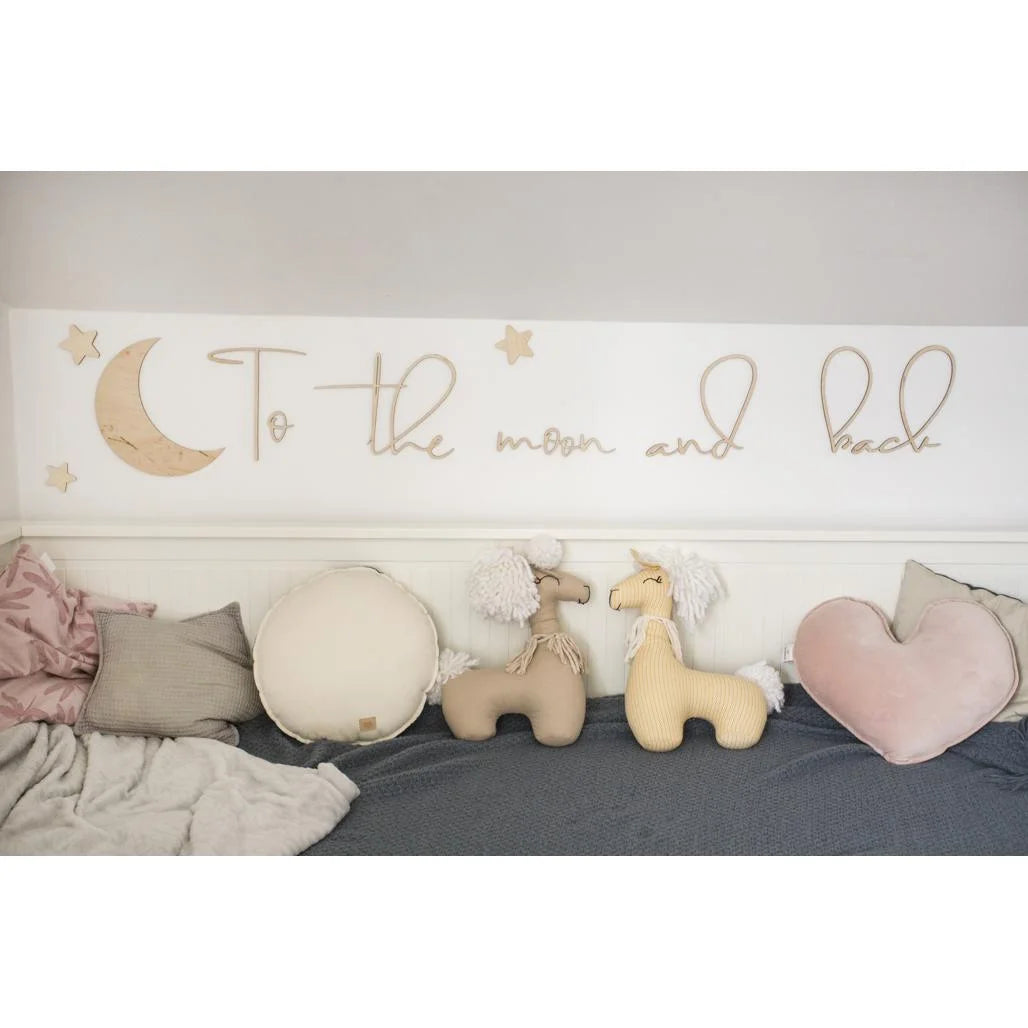 Houten Wandbord: Naar de Maan en Weer Terug - 120cmx40cm - Muurdecoratie - Cut It Now