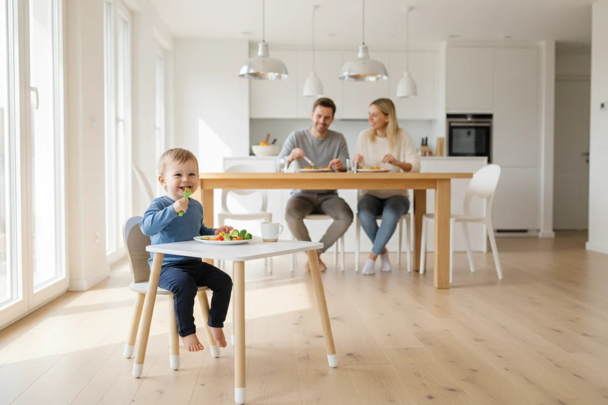 Ensemble en bois pour enfant avec table et chaise – lapin
