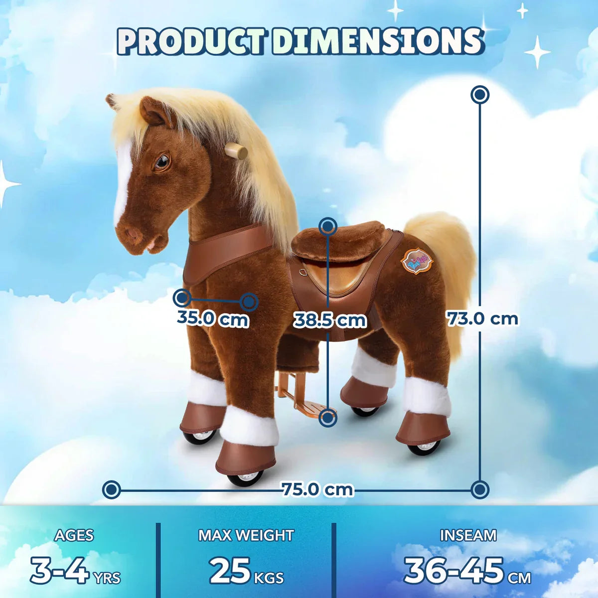 Ride-On Horse - Brown - Model y - Ride-On Horses - Ponycycle