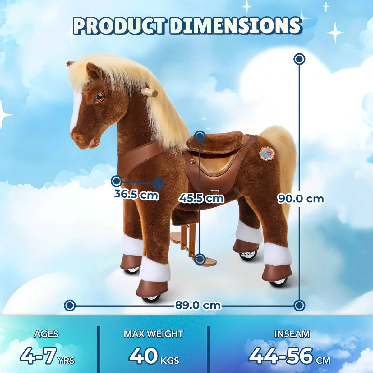 Ride-On Horse - Brown - Model y - Ride-On Horses - Ponycycle