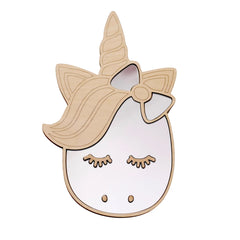 Espejo Unicornio - Seguro de Acrílico y Madera para Niños - 30cmx19cm - Decoración de Pared - Cut It Now