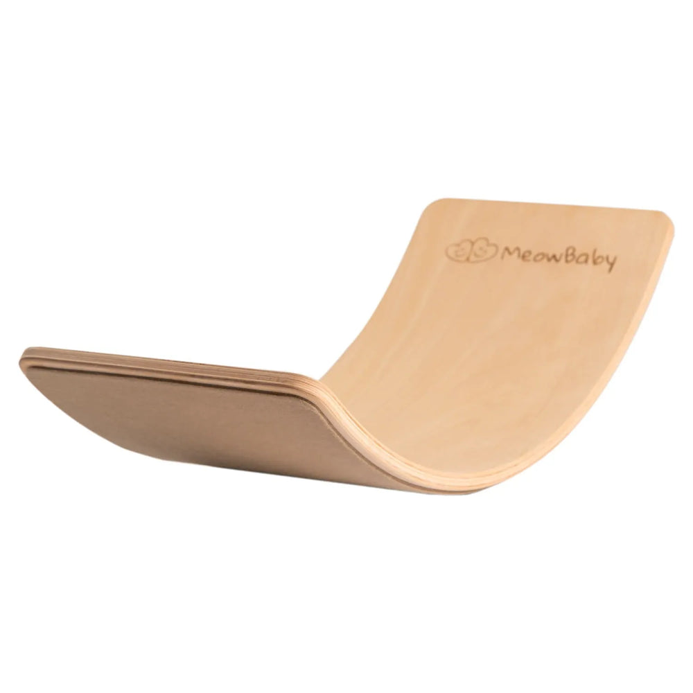 Meowbaby Balance Board für Kinder 80x30cm Kleinkindschaukel aus Holz mit Filz Beige - Balance Boards