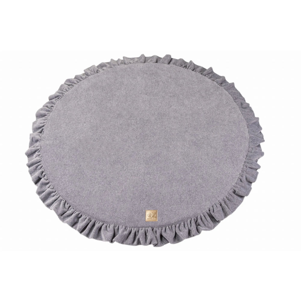 Meowbaby Children's Round 100cm Foam Play Mat with Ruffle Certified Velvet Light Gray - Play Mats
