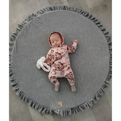 Meowbaby Children's Round 100cm Foam Play Mat with Ruffle Certified Velvet Light Gray - Play Mats