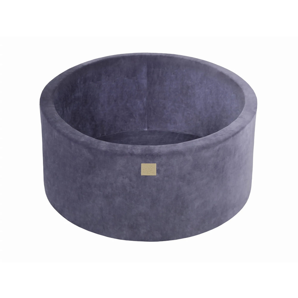 Meowbaby Bällebad für Kinder aus Schaumstoff, 90 x 40 cm, ohne Bälle, zertifizierter Samt, Graublau – Trockenbecken