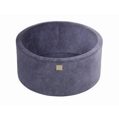 Meowbaby Bällebad für Kinder aus Schaumstoff, 90 x 40 cm, ohne Bälle, zertifizierter Samt, Graublau – Trockenbecken