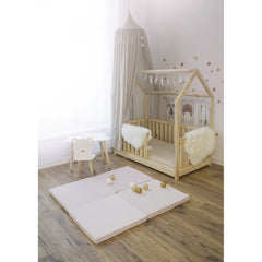 Alfombra de juego plegable de espuma Meowbaby para niños, cuadrada, 120 x 120 cm, con certificado de terciopelo rosa claro - Jugar