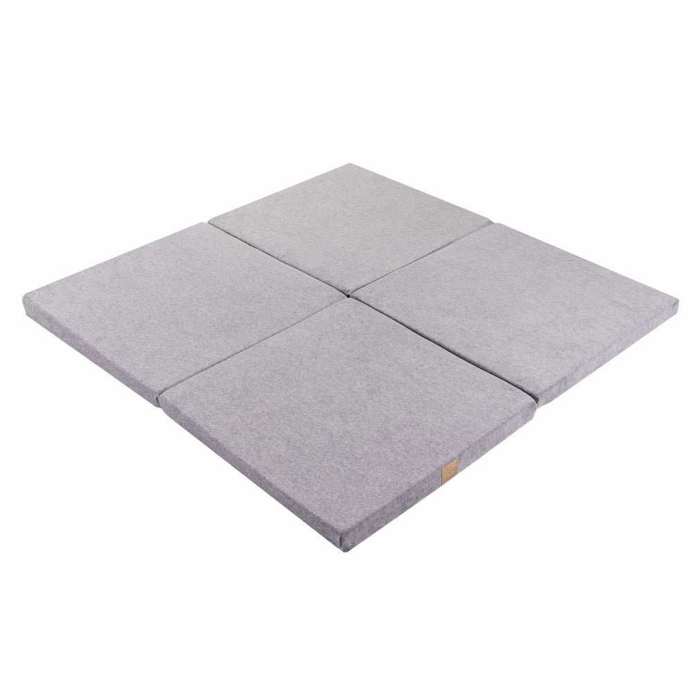 Meowbaby Children's Square 120x120cm Foam Folding Play Mat Certified Velvet Light Gray - Play