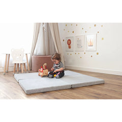 Meowbaby Children's Square 120x120cm Foam Folding Play Mat Certified Velvet Light Gray - Play