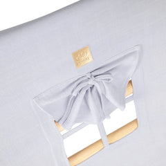 Maisonnette pour enfants Meowbaby avec échelle 60 x 61 cm, pliable et adaptable à la chambre. Échelle grise et bleue en bois de lin et viscose.