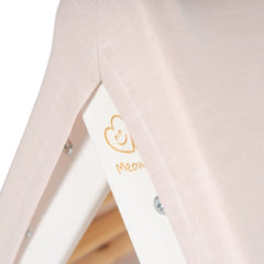 Meowbaby Kinderhaus mit Leiter 60x61 cm, zusammenklappbar, für das Zimmer. Flachsholz, Viskose, rosa Haus, weiße Leiter – Klettern