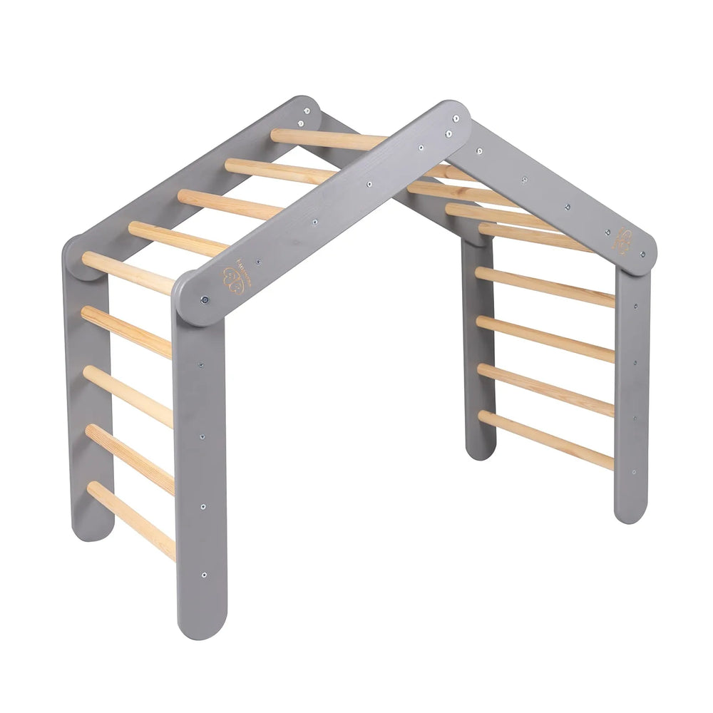 Meowbaby Pikler in legno grande 112x61x94 per bambini, triangolo da arrampicata grigio - Pikler