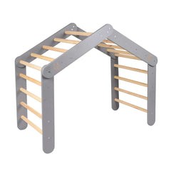 Meowbaby Pikler in legno grande 112x61x94 per bambini, triangolo da arrampicata grigio - Pikler