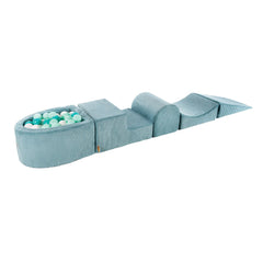 Ensemble de jeu en mousse esthétique Meowbaby avec petites balles de jeu pour enfants avec 100 velours côtelé turquoise :