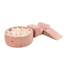 Set de espuma estética Meowbaby de 3 elementos con piscina de bolas, 90 x 30 cm, 200 bolas, color rosa pana certificado.