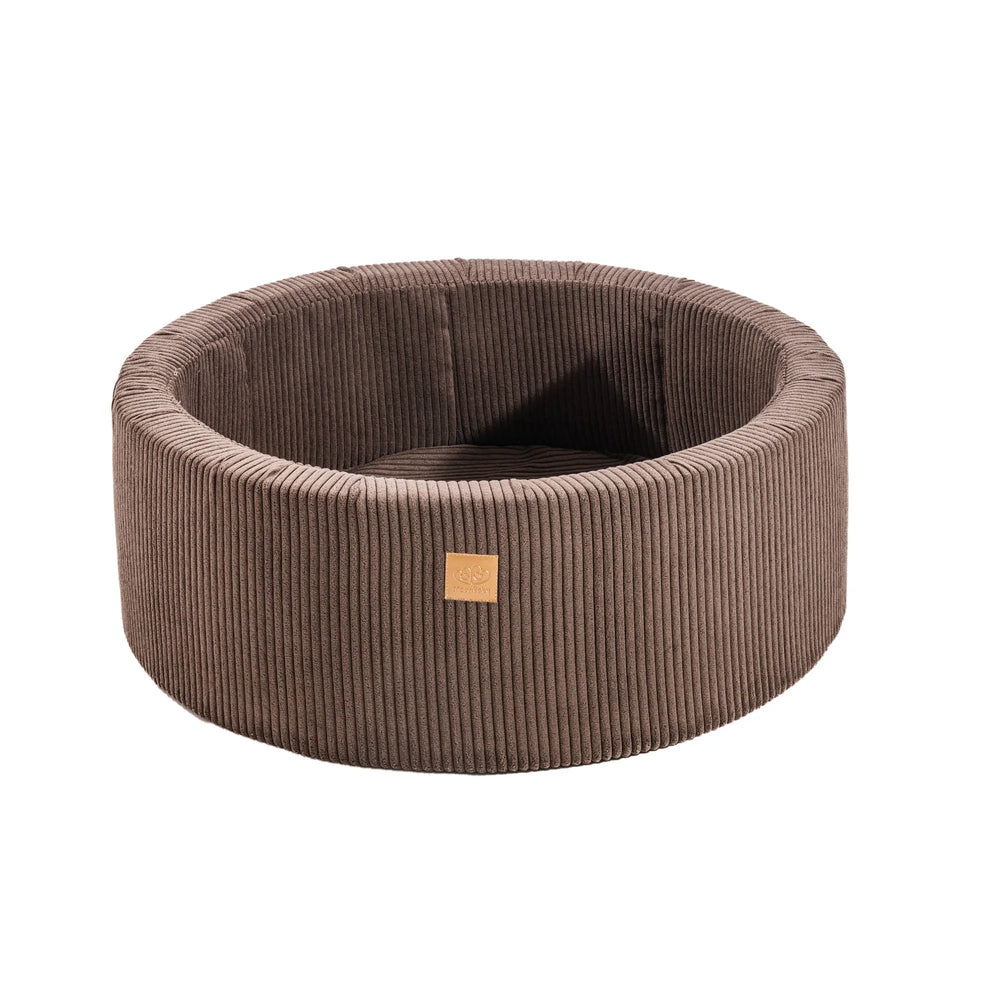 Meowbaby Estetický Detský Penový Guľôčkový Bazén 90x30cm Bez Guľôčok Certifikovaný Manšestr Hnedý Suché Bazény