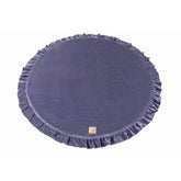 Meowbaby Round Foam Play Mat for Children with Ruffle Certified Velvet Blue-Grey 100 Cm - Play
