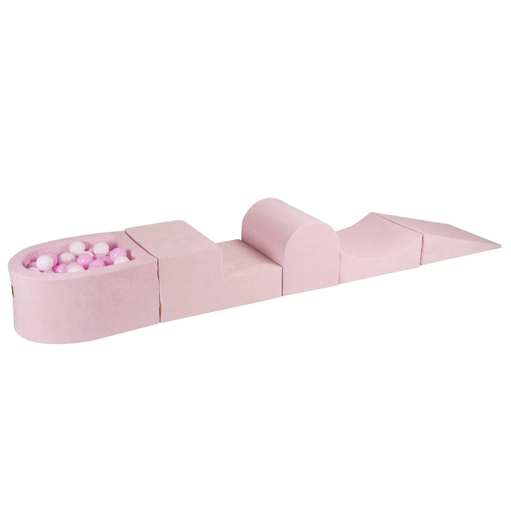Petite piscine à balles en mousse Meowbaby pour enfants avec 100 balles certifiées en velours rose clair :