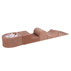 Petite piscine à balles en mousse Meowbaby pour enfants avec 100 balles certifiées Beige velours :