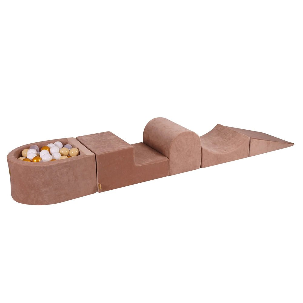 Ensemble de jeu en mousse Meowbaby avec petite piscine à balles pour enfants avec 100 balles certifiées velours beige :