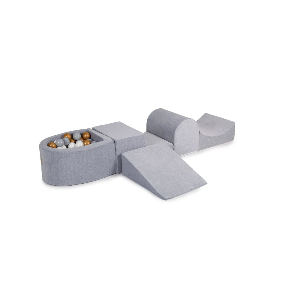Ensemble de jeu en mousse Meowbaby avec petit terrain de balle pour enfants avec 100 balles certifiées velours gris clair :