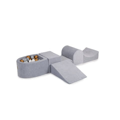Ensemble de jeu en mousse Meowbaby avec petit terrain de balle pour enfants avec 100 balles certifiées velours gris clair :