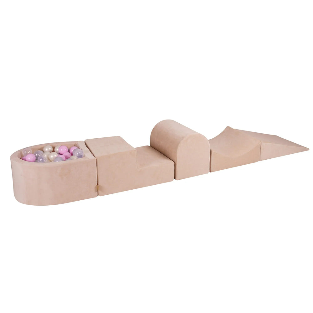 Ensemble de jeu en mousse Meowbaby avec petit terrain de balle pour enfants avec 100 balles certifiées velours écru :