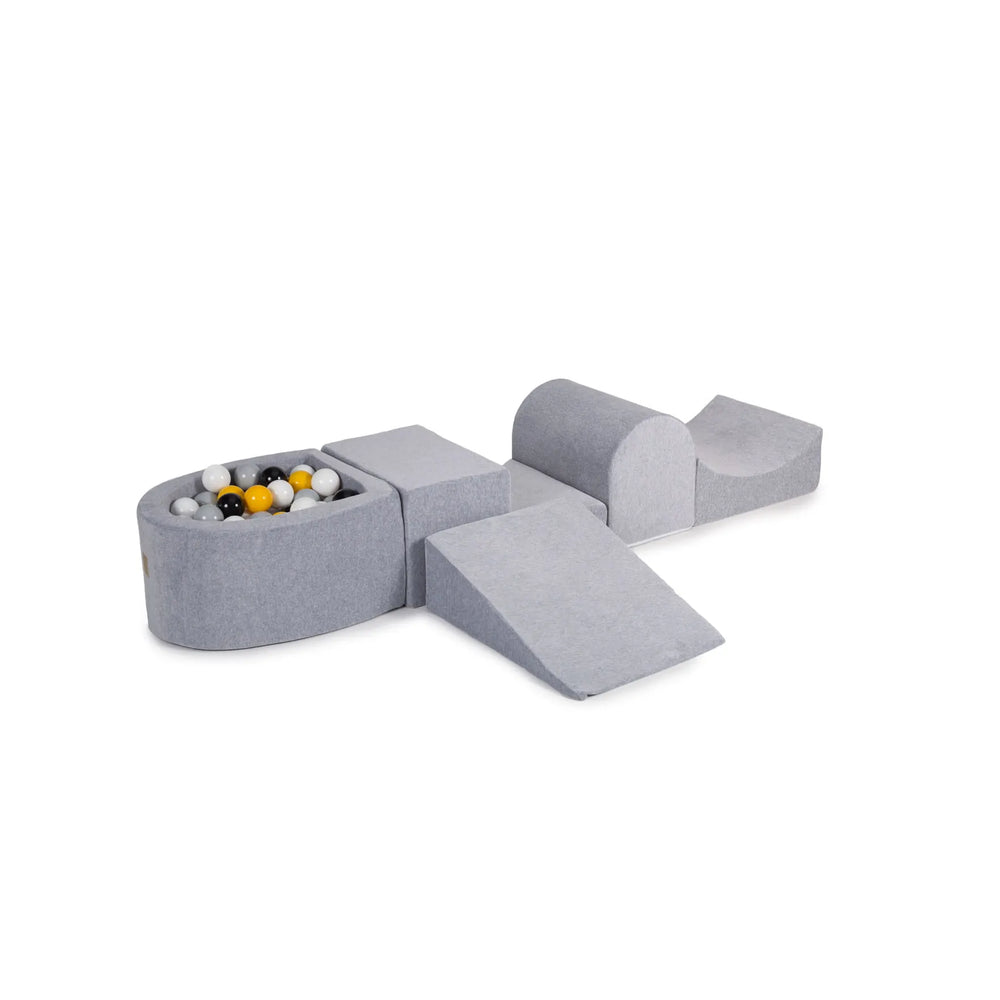 Ensemble de jeu en mousse Meowbaby avec petit terrain de balle pour enfants avec 100 balles certifiées velours gris clair :