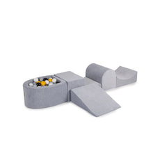 Ensemble de jeu en mousse Meowbaby avec petit terrain de balle pour enfants avec 100 balles certifiées velours gris clair :