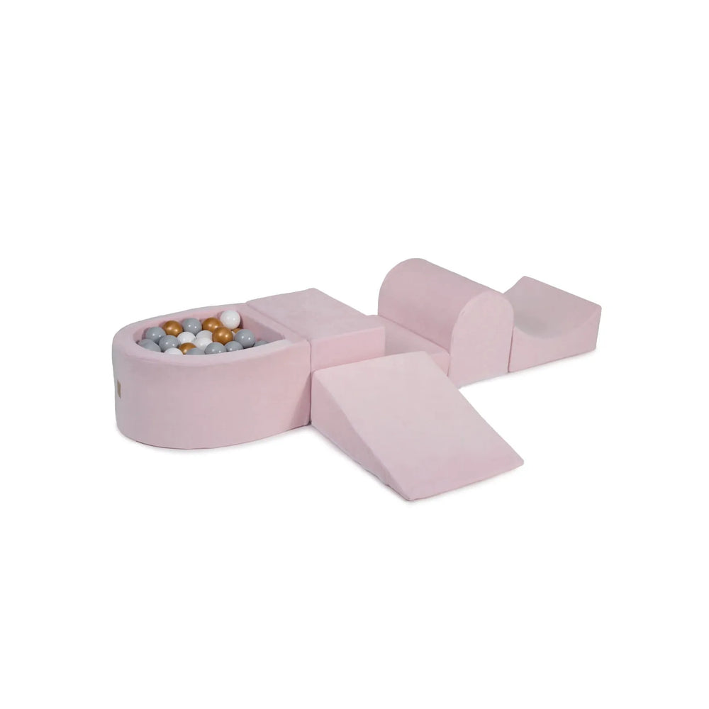 Petite piscine à balles en mousse Meowbaby pour enfants avec 100 balles certifiées en velours rose clair :
