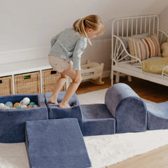 Ensemble de jeu en mousse Meowbaby avec petites balles de jeu pour enfants avec 100 velours certifié bleu-gris :