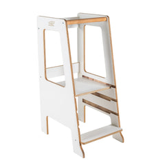 Marchepied de cuisine Meowbaby en contreplaqué pour enfants, style scandinave, blanc - Towers