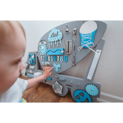 Montessori Holztafel Auto - Blau - Unlimitedkids