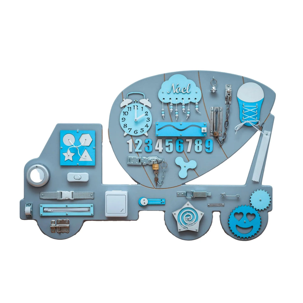 Montessori Holztafel Auto - Blau - Unlimitedkids