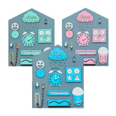 Montessori Holzhaus Tafel - Blau Rosa Grün - Unlimitedkids