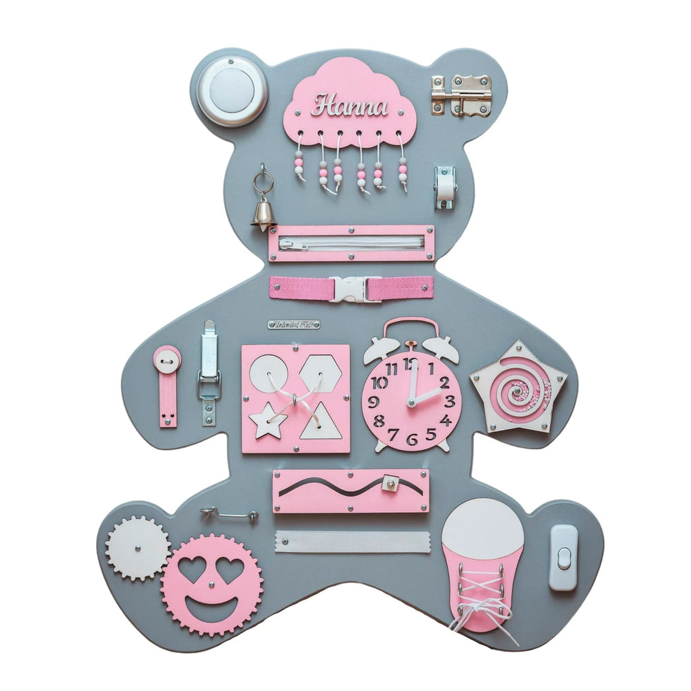 Tavola di legno Montessori Orsetto - Rosa - Unlimitedkids