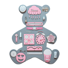 Tavola di legno Montessori Orsetto - Rosa - Unlimitedkids