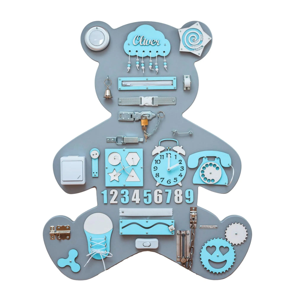 Tavola di legno Montessori Orsetto XL - Blu - Unlimitedkids