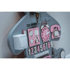 Planche en bois Montessori Ours XL - Rose - Unlimitedkids