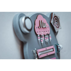 Planche en bois Montessori Ours XL - Rose - Unlimitedkids