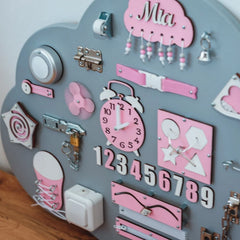 Tableau en Bois Montessori Nuage XL - Rose - Unlimitedkids