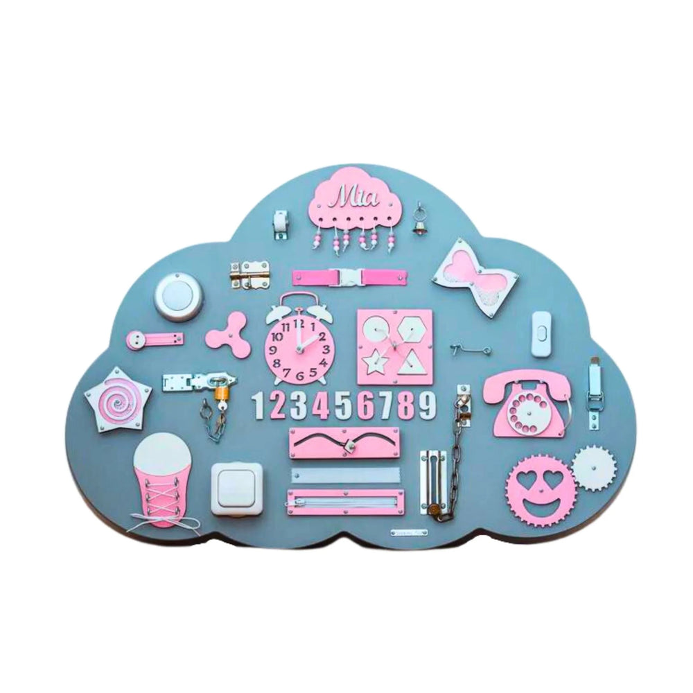 Tableau en Bois Montessori Nuage XL - Rose - Unlimitedkids