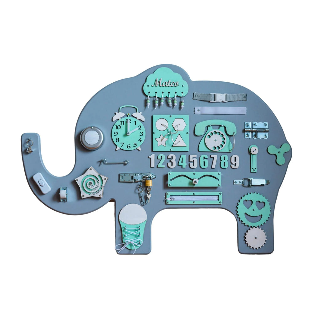 Montessori Holzbrett Elefant - Grün - Unlimitedkids