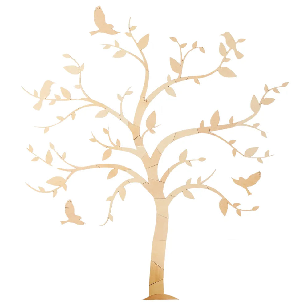 Décoration murale Arbre avec oiseaux - Puzzle mural en bois 170 cm x 170 cm - À découper maintenant