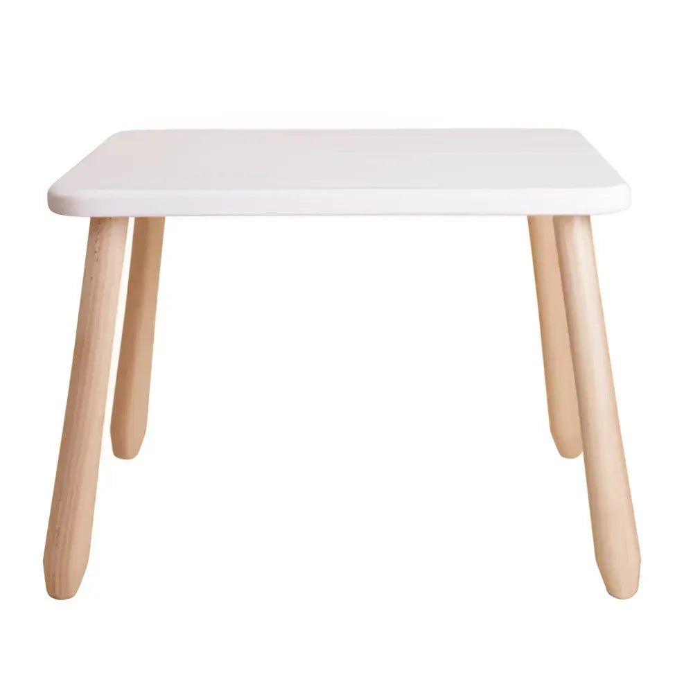 Mesa infantil de madera color blanco natural - Conjuntos de madera y plástico - Kidozia