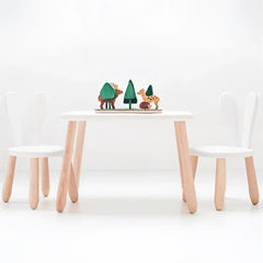 Mesa infantil de madera color blanco natural - Conjuntos de madera y plástico - Kidozia