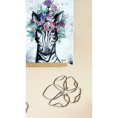 Set of 6 Wooden Flowers - One Line Style Wall Decoration Version 1 - Wall Mounted - Cut It Now